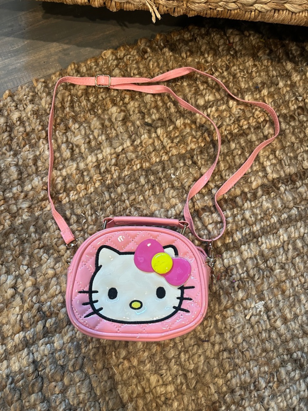Vintage Hello Kitty Pink Patent Satchel Crossbody Bag